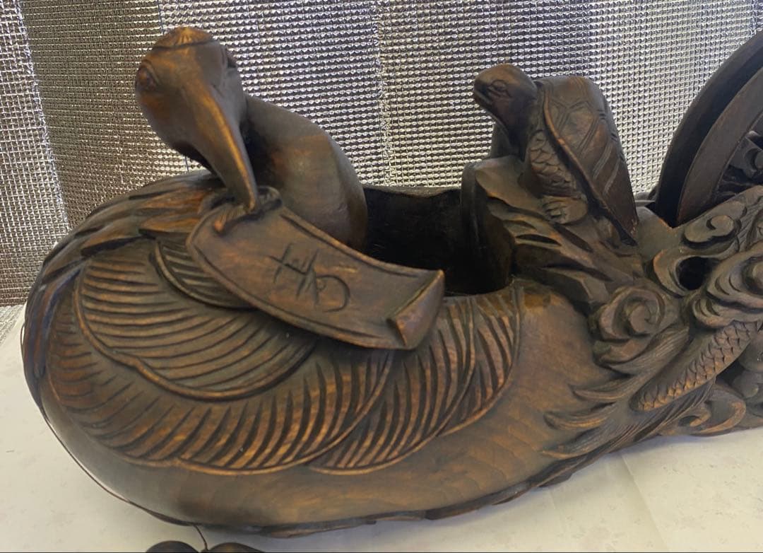 木彫り　玉眼　彫刻　魚　化け鯉　鯱　龍　麒麟　欄間　アンティーク　骨董品 木彫り玉眼彫刻魚化け鯉鯱龍麒麟欄間アンティーク骨董品